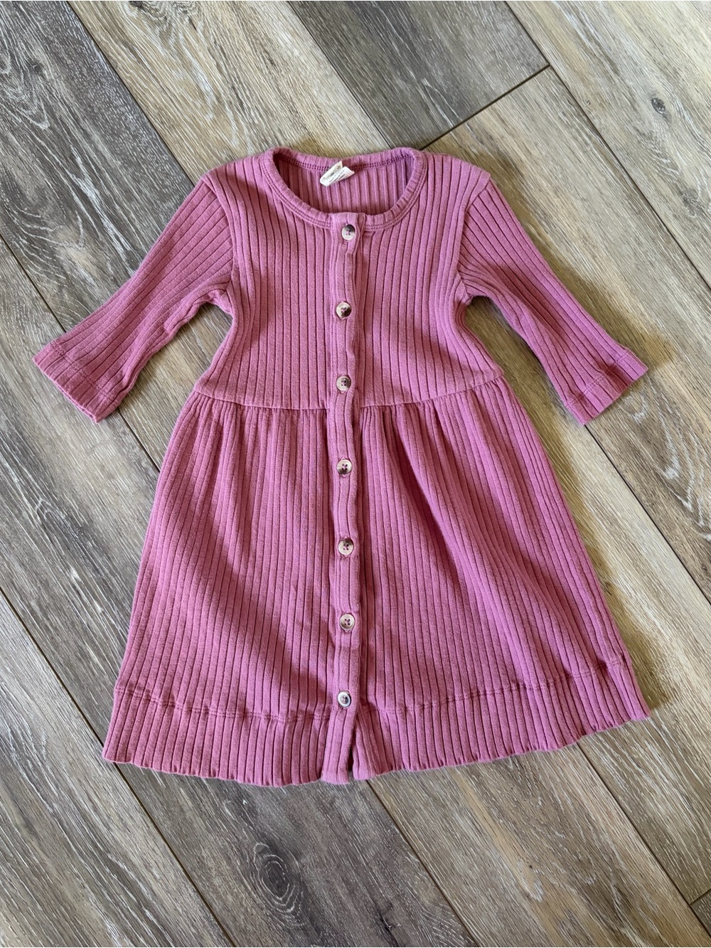 Kate Quinn Dusty Rose Ribbed Button-Front Dress - Picture 1 of 3